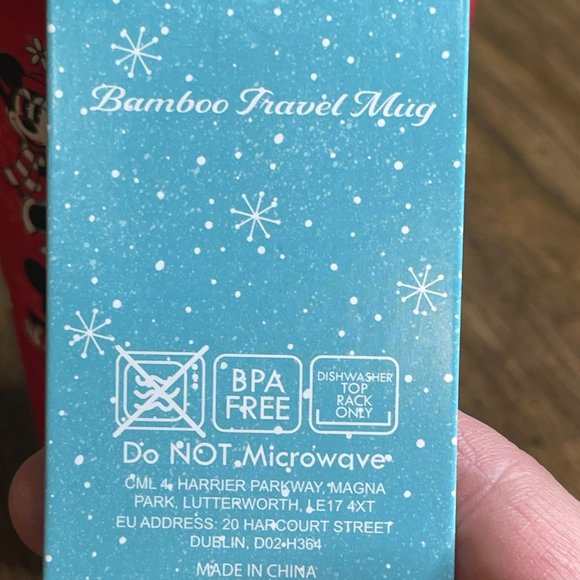 Disney Christmas Mickey and Minnie Mouse Bamboo Travel Mug, Red, Holiday NEW - Picture 4 of 11